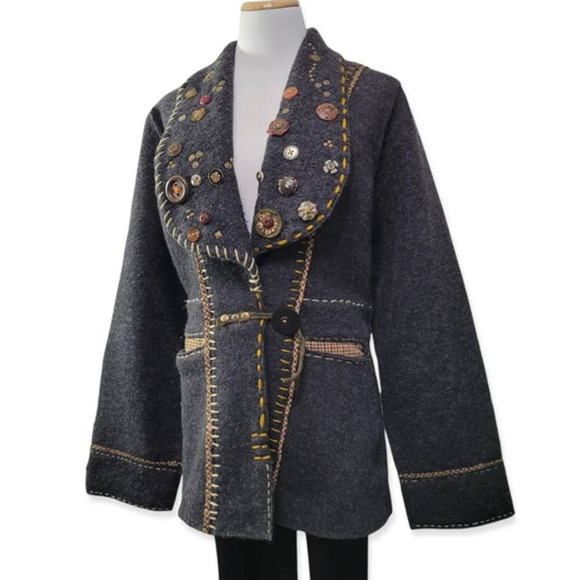 Dick & Jayne Handcrafted Wool Blend Women's Coat Jacket Size L - Picture 1 of 8